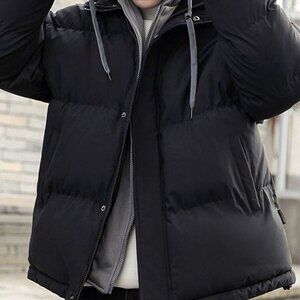 Casual Black Oversized Men's 2 In 1 Puffer Winter Coat
